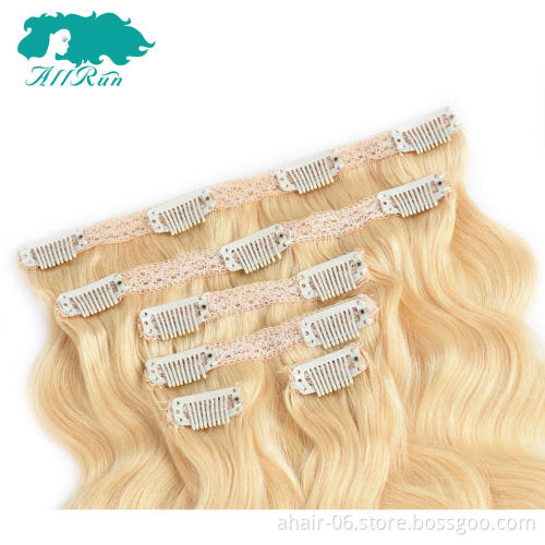 cheap real human natural blonde body wave curly hair extension on sale